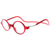 Runde Fertiglesebrille ROUNDMAG mit Magnet und einstellbaren Umhänge - Bügeln in Rot + 2,00 dpt