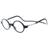 Runde Fertiglesebrille ROUNDMAG mit Magnet und einstellb. Umhänge - Bügeln in Schwarz + 2,00 dpt