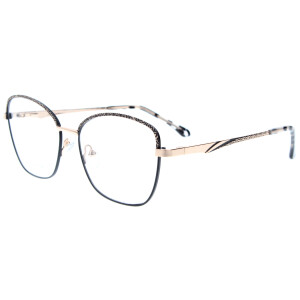 Stylische Cateye-Fernbrille RITA aus schwarz-goldenem Metall mit Federscharnier und individueller Sehstärke