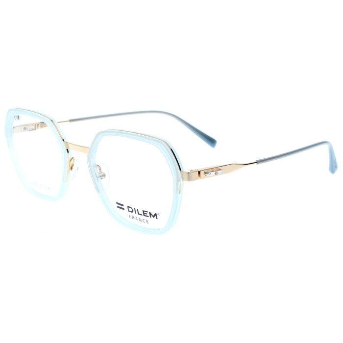 Stylische Brillenfassung 3SLC01 D von DILEM France aus Metall in Gold / Blau - Transparent