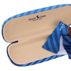 Schönes Hartschalenetui in Dunkelblau mit Weihnachtsmotiv und passendem Microfasertuch