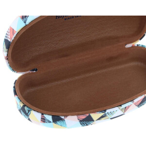 Modernes Hartschalenetui mit bunt gemusterten Bezug - extra groß für Sonnenbrillen in Hellblau