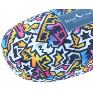 Modernes Hartschalenetui mit bunt gemusterten Bezug -...