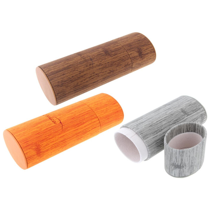 Praktisches Steck- oder Stand-Brillenetui mit Deckel und stylischer Holz-Optik