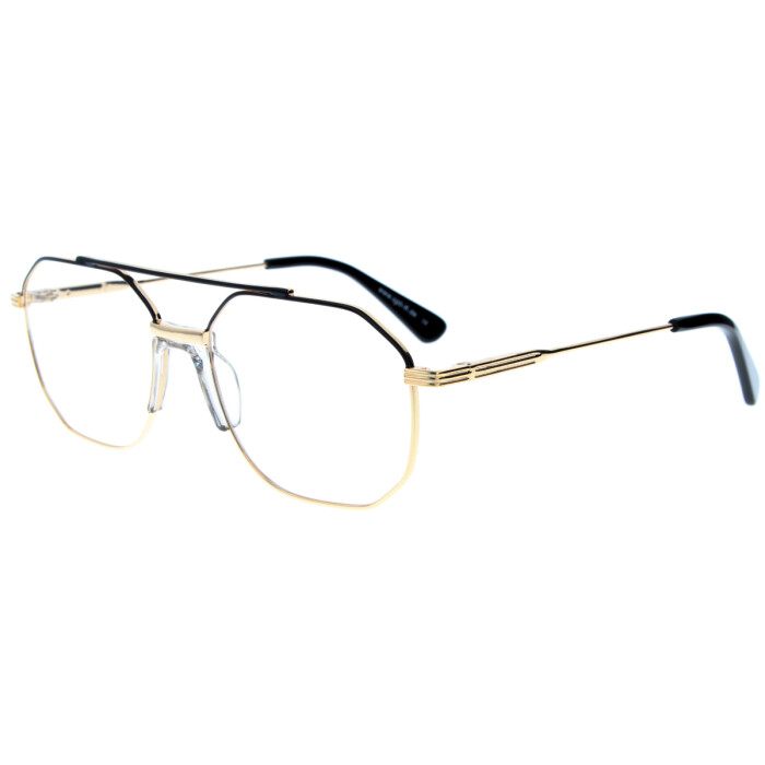 Große Herren-Lesebrille EDGAR in Gold/Schwarz mit Doppelsteg, Federscharnier und individueller Sehstärke