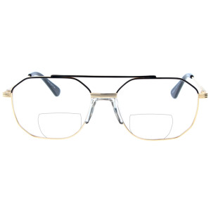 Metall-Bifokalbrille EDGAR für Herren in Gold/Schwarz mit Federscharnier und individueller Sehstärke