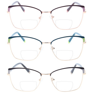 Stylische Cateye-Bifokalbrille USCHI aus hochwertigem Metall mit individueller Sehstärke