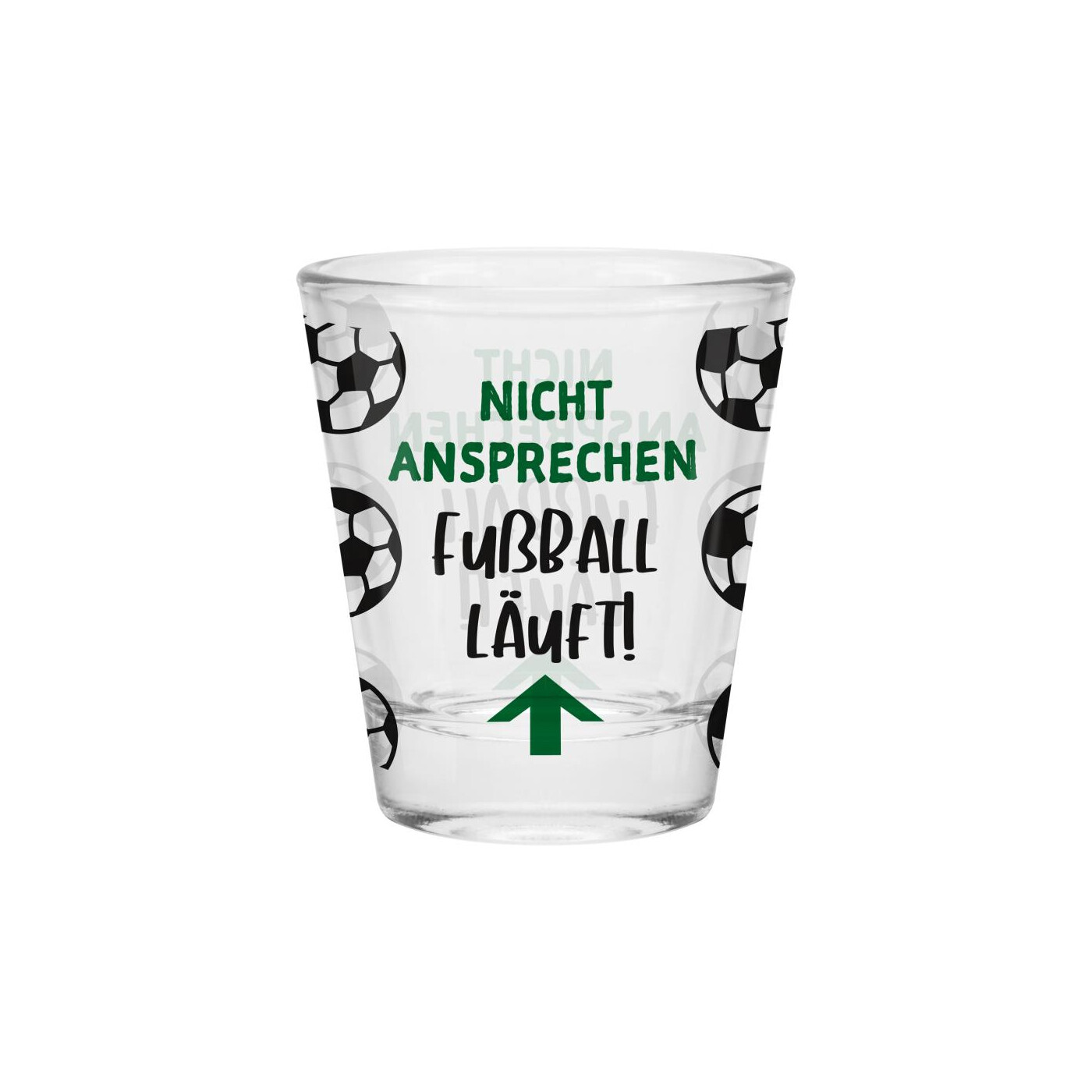 Robustes Sheepworld Schnapsglas mit lustigem Spruch "Fußball"