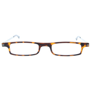Schmale Lesebrille RSPECXS SLIDE READER inklusive Etui mit Schiebemechanismus in Havanna + 1,50 dpt