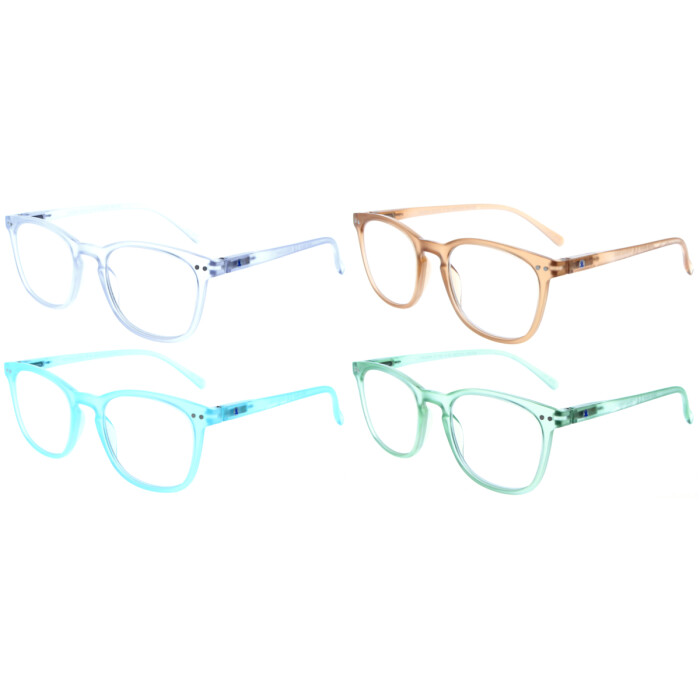 Moderne Fertiglesebrille FROZEN in transparenten Pastelltönen mit Federscharnier