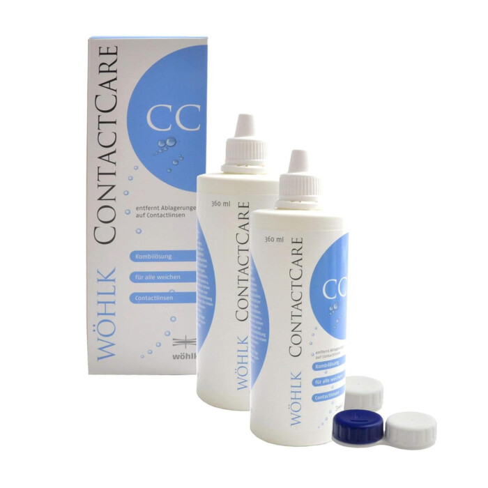 Wöhlk CONTACT CARE Kombilösung für weiche Kontaktlinsen 2x 360 ml + 2 Linsenbehälter