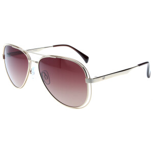 Stylische Metall - Sonnenbrille für Damen in Gold und mit polarisierenden Gläsern in Braun