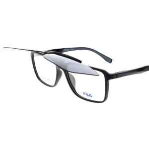 Brillenfassung in Schwarz FILA UFI536 U28P mit hochklappbarem Sonnenschutz und Federscharnier