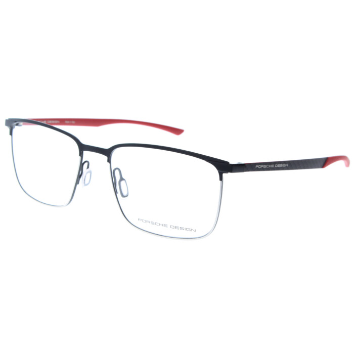Stilvolle Porsche Design P8753 A Vollrand Brillenfassung aus Metall in Schwarz - Rot