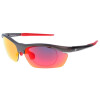 Sportbrille Leader PELOTON in Dunkelgrau mit Verglasungsclip und roter Verspiegelung