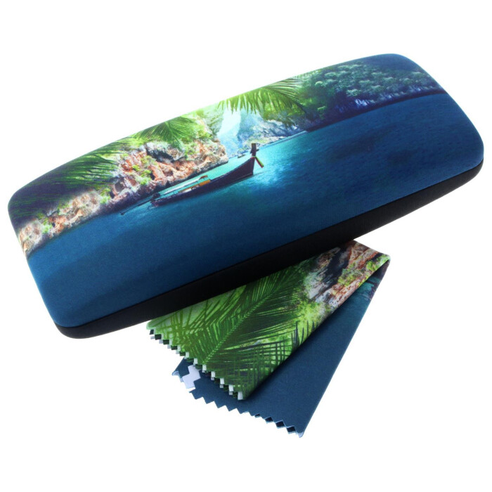 Hartschalen-Etui Vacation mit weichem Microfaserbezug und passendem Microfasertuch Boat