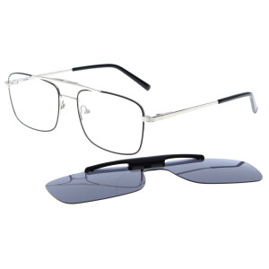 Klassische Metall - Bifokalbrille LESLEY mit schwenkbarem Sonnenclip und individueller Sehstärke