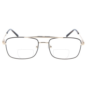 Klassische Metall - Bifokalbrille LESLEY mit schwenkbarem Sonnenclip und individueller Sehstärke