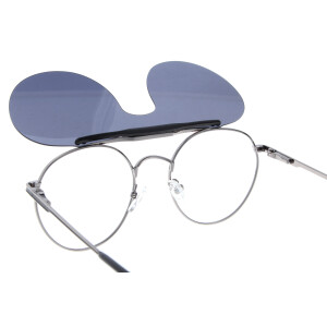 Moderne Metall - Fernbrille JAYDEN mit schwenkbarem Sonnenclip und individueller Sehstärke
