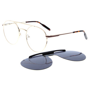 Moderne Metall - Fernbrille JAYDEN mit schwenkbarem Sonnenclip und individueller Sehstärke