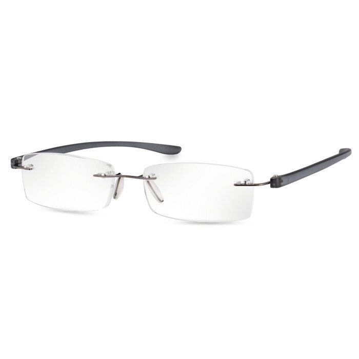 Randlose Fertiglesebrille aus Kunststoff in Anthrazit inkl. Etui von Eschenbach +2,00 dpt