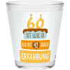 Robustes Sheepworld Schnapsglas mit lustigem Spruch "60 ist wie 18"