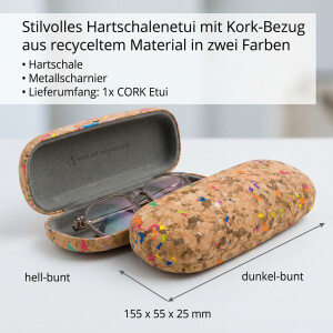 Stilvolles Hartschalenetui mit Kork-Bezug aus recyceltem Material in zwei Farben