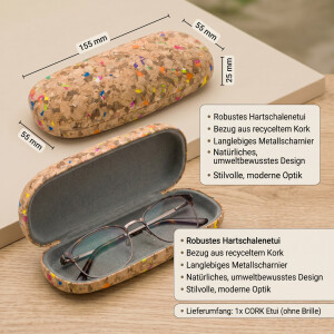 Stilvolles Hartschalenetui mit Kork-Bezug aus recyceltem Material in Dunkel-Bunt