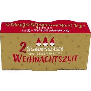 GRUSS & CO Schnapsglas-Set Motiv "Weihnachtsstress" Geschenkset bestehend aus 2 Schnapsgläsern