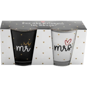 GRUSS & CO Schnapsglas-Set Motiv "Mr. & Mrs." | Geschenkset mit 2 Schnapsgläsern, 6 cl, in Geschenkbanderole | Hochzeitsgeschenk, für Paare, für zwei | 73871