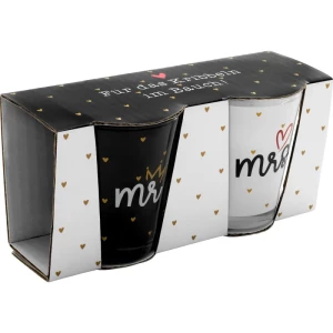 GRUSS & CO Schnapsglas-Set Motiv "Mr. & Mrs." | Geschenkset mit 2 Schnapsgläsern, 6 cl, in Geschenkbanderole | Hochzeitsgeschenk, für Paare, für zwei | 73871