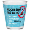 Robustes Sheepworld Schnapsglas mit lustigem Spruch "Nüchtern ins Bett"