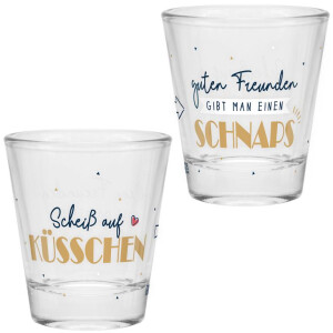 Robustes Sheepworld Schnapsglas mit lustigem Spruch...