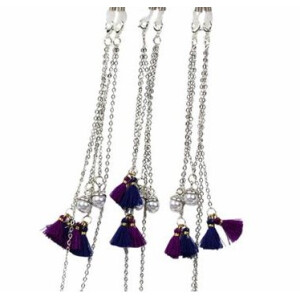 Hübsche Brillenkette aus Messing mit bunten Quasten...