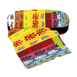 Modernes Hartschalen-Brillenetui im Matisse-„Cut-Out“-Stil mit Mikrofasertuch