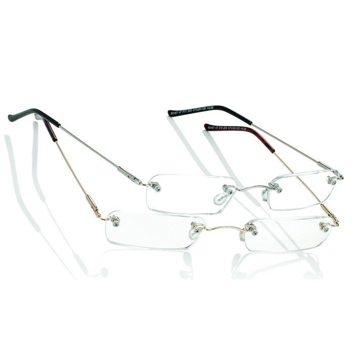 Schmale, randlose Lesebrille "POCKET" in zwei unterschiedlichen Farben