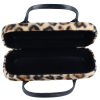 Elegantes Brillenetui / Handtasche NAMIBIA mit Kunstfellbezug im Braun - Leomuster