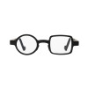 Ausgefallene schwarze Designer-Lesebrille Andy mit asymmetrischem Akzent + 2,50 dpt