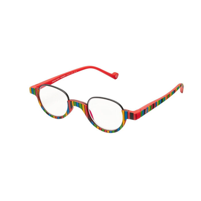 Ausdrucksstarke Look-Over-Lesebrille Bridge Panto Rainbow mit runden Gläsern