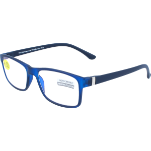 Zeitlose Kunststoffbrille mit selbsttönenden, entspiegelten Gläsern Blau +1,00 dpt