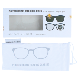 Zeitlose Kunststoffbrille mit selbsttönenden, entspiegelten Gläsern Blau +1,00 dpt