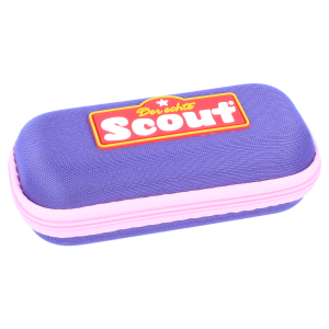 Halbfestes Brillenetui mit Reissverschluss und Scout-Logo in 3 Farben