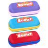 Halbfestes Brillenetui mit Reissverschluss und Scout-Logo in 3 Farben