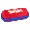Halbfestes Brillenetui mit Reissverschluss und Scout-Logo in 3 Farben