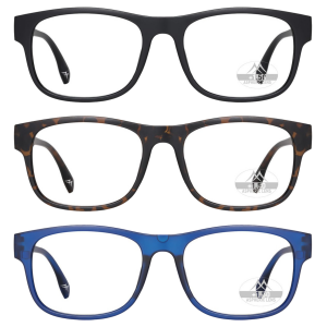 Hochwertige Kunststoff-Lesebrille MRC-1 – in verschiedenen Stärken mit opt. Sonnenclip