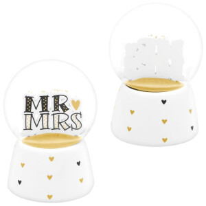 Romantische Traumkugel MR & MRS mit Glitzerregen