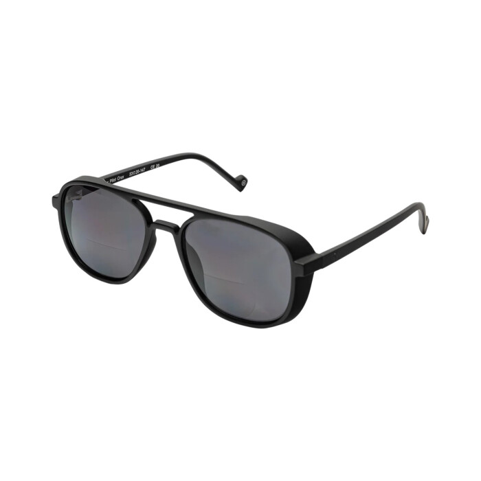 Stylische Bifokal Lese-Sonnenbrille Polar Pilot Crux in mattem Schwarz
