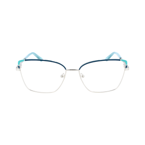 Vollrandbrille in Silber-Blau mit Sonnenclip - Polarisierend