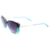 Vollrandbrille in Silber-Blau mit Sonnenclip - Polarisierend
