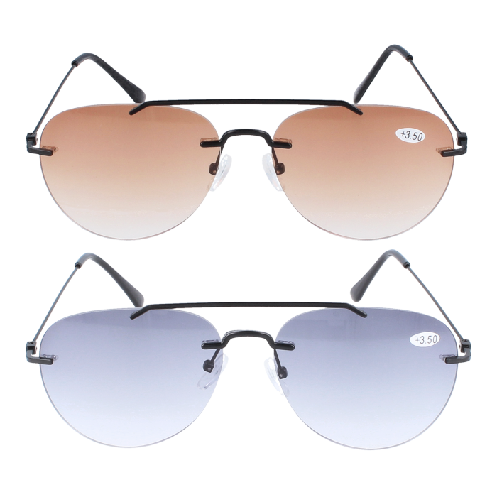Randlose Sonnenbrille Volker – Praktische Sonnenbifokalbrille in zwei Glasfarben
